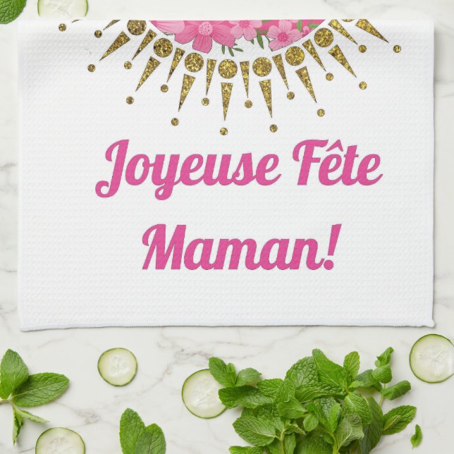 Joyeuse Fête Maman  Tea Towel (Folded)