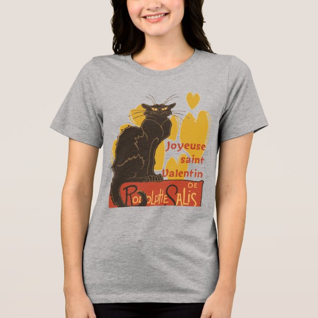 Joyeuse saint Valentin Le Chat Noir Spoof Tri-Blend Shirt (Front)