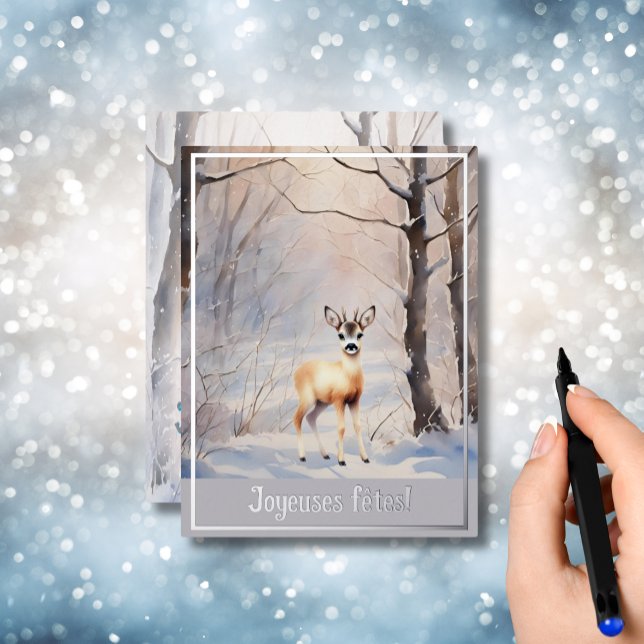  Joyeuses fêtes - roe deer Foil Holiday Postcard (Creator Uploaded)