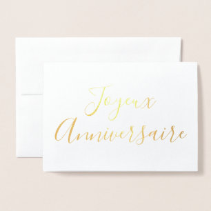 Joyeux Anniversaire calligraphy Gold Foil Card