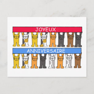 Joyeux Anniversaire Cartoon Cats Happy Birthday Postcard