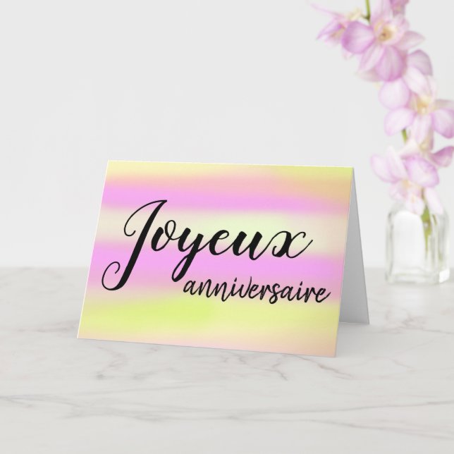 Joyeux Anniversaire French Birthday Watercolor Card (Orchid)