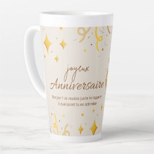 joyeux anniversaire. happy birthday. latte mug