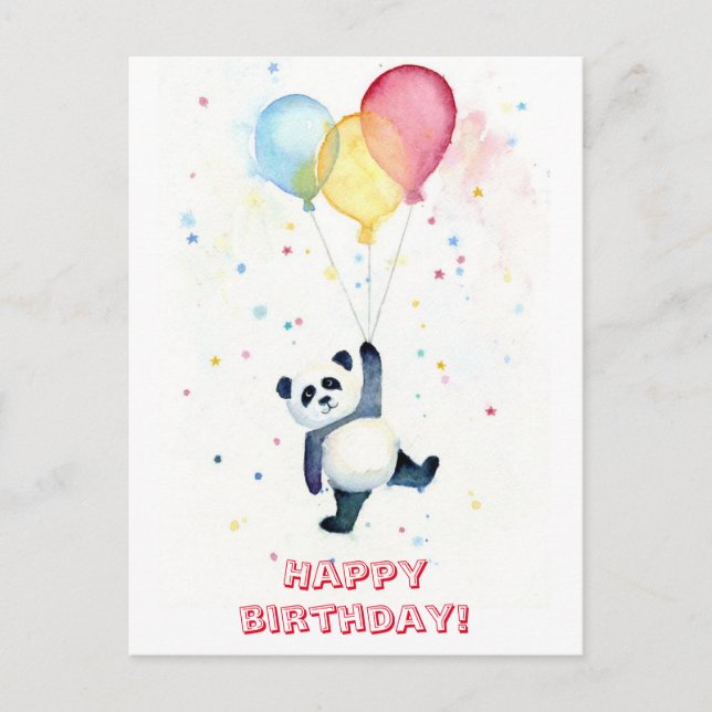 Joyeux anniversaire panda postcard (Front)