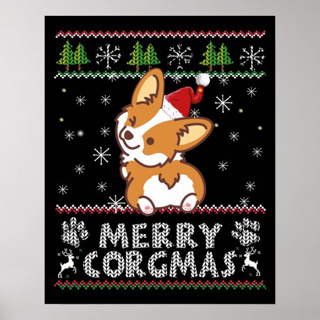 Joyeux Corgmas Noel Corgi Poster (Front)