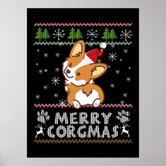 Joyeux Corgmas Noel Corgi Poster (Front)