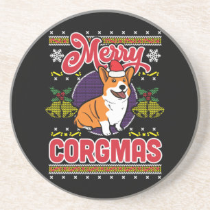 Joyeux Corgmas Ugly Christmas Corgi Dog Lover Coaster