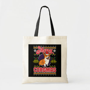 Joyeux Corgmas Ugly Christmas Corgi Dog Lover Tote Bag