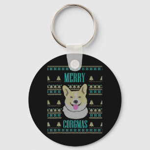 Joyeux Corgmas Ugly Christmas Corgi Key Ring