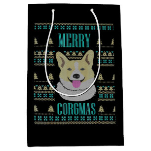 Joyeux Corgmas Ugly Christmas Corgi Medium Gift Bag