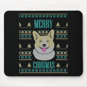 Joyeux Corgmas Ugly Christmas Corgi Mouse Pad