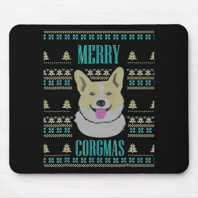 Joyeux Corgmas Ugly Christmas Corgi Mouse Pad (Front)