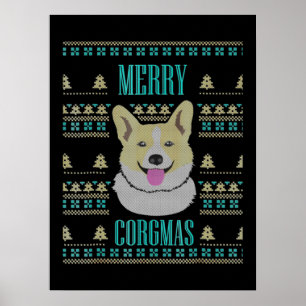 Joyeux Corgmas Ugly Christmas Corgi Poster