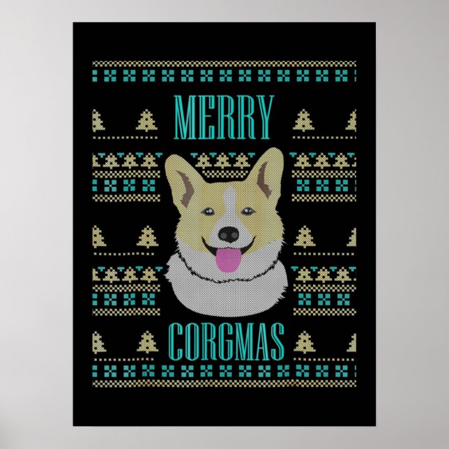 Joyeux Corgmas Ugly Christmas Corgi Poster (Front)