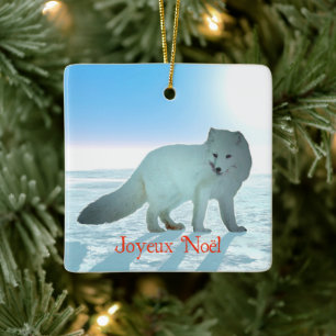 Joyeux Noёl - Arctic Fox Ceramic Tree Decoration