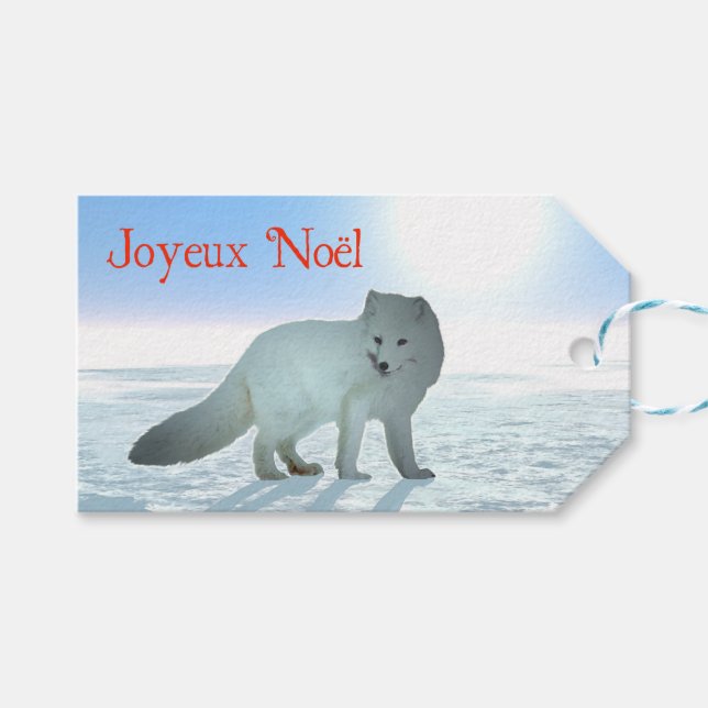 Joyeux Noёl - Arctic Fox Gift Tags (Front (Horizontal))