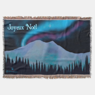 Joyeux Noёl - Blue Aurora Throw Blanket