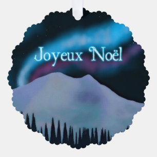 Joyeux Noёl - Blue Aurora  Tree Decoration Card