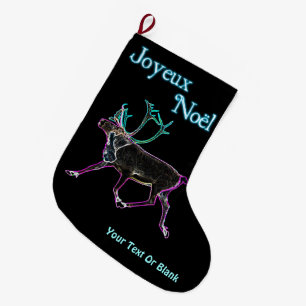 Joyeux Noёl - Electric Caribou Large Christmas Stocking
