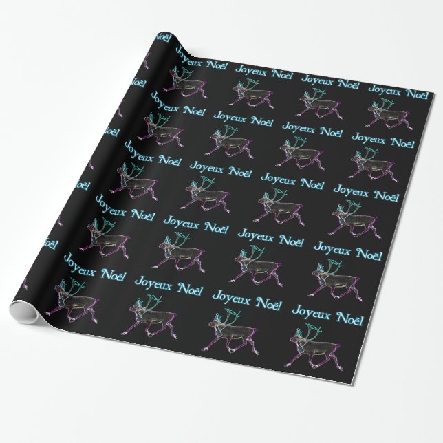 Joyeux Noёl - Electric Caribou Wrapping Paper (Unrolled)