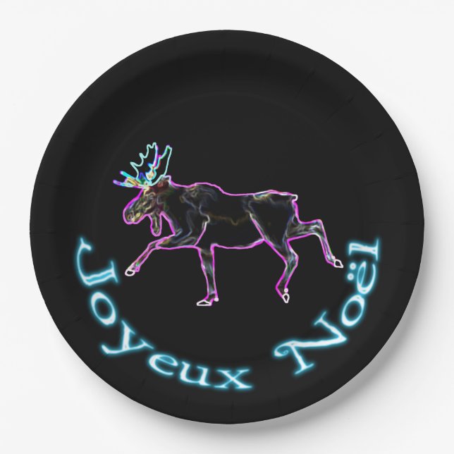Joyeux Noёl - Electric Moose Paper Plate (Front)