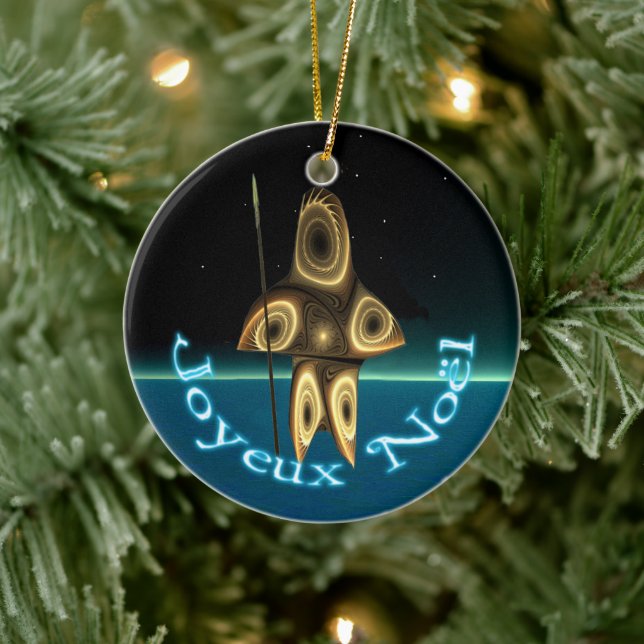 Joyeux Noёl - Fractal Inuit Hunter Ceramic Ornament (Tree)