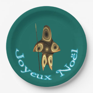 Joyeux Noёl - Fractal Inuit Hunter Paper Plate