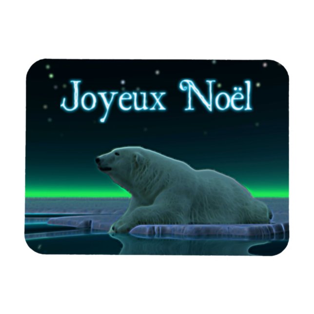 Joyeux Noёl - Ice Edge Polar Bear Magnet (Horizontal)