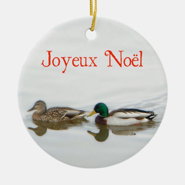 Joyeux Noёl - Mallards Ceramic Ornament (Front)