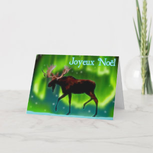 Joyeux Noёl - Northern Lights Moose Holiday Card