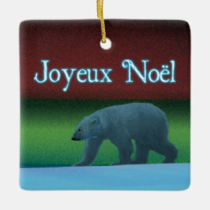 Joyeux Noёl - Polar Lights Polar Bear Ceramic Ornament