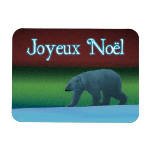 Joyeux Noёl - Polar Lights Polar Bear Magnet