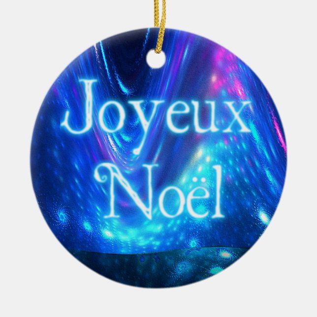 Joyeux Noёl - Qaanaaq - Northern Lights Ceramic Ornament (Front)