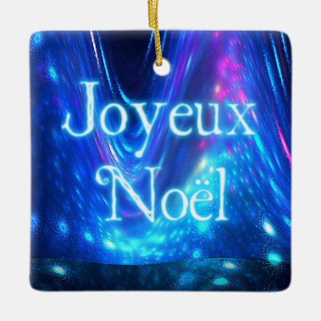 Joyeux Noёl - Qaanaaq - Northern Lights Ceramic Tree Decoration (Front)