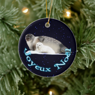 Joyeux Noёl - Ringed Seal Ceramic Ornament