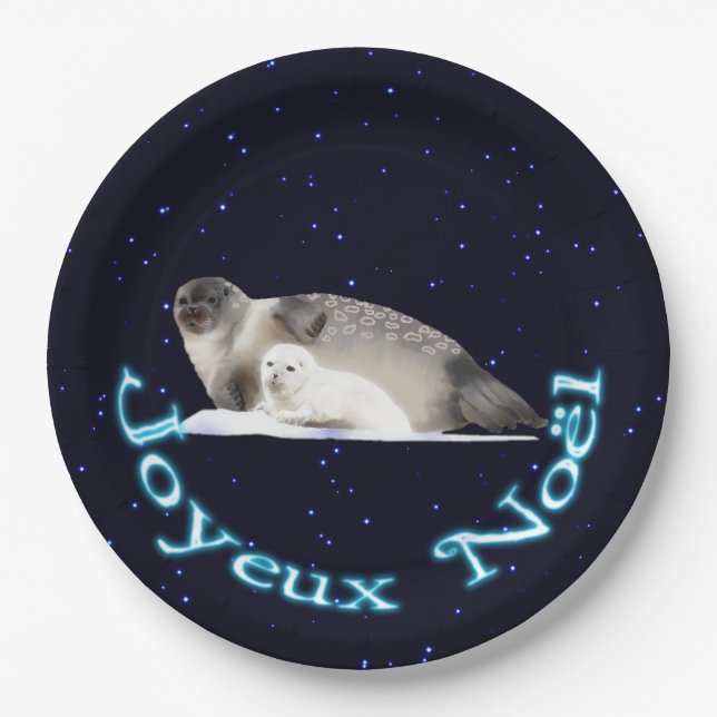 Joyeux Noёl - Ringed Seal Paper Plate (Front)
