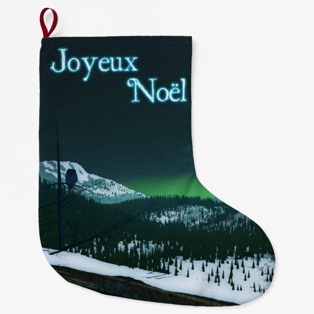 Joyeux Noёl - Silent Night Large Christmas Stocking (Front)
