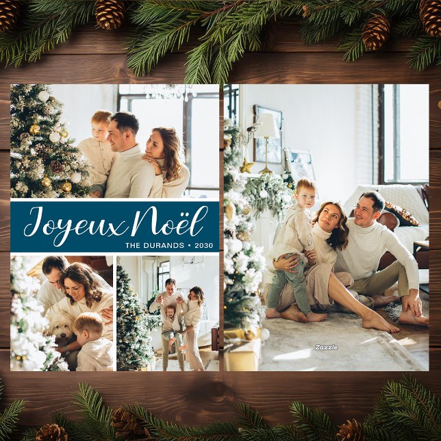 Joyeux Noel 4 Photo Flat Holiday Card (Creator Uploaded)