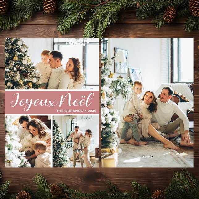 Joyeux Noel 4 Photo Flat Holiday Card (Creator Uploaded)