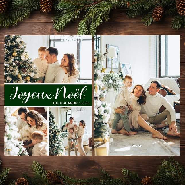Joyeux Noel 4 Photo Flat Holiday Card (Creator Uploaded)