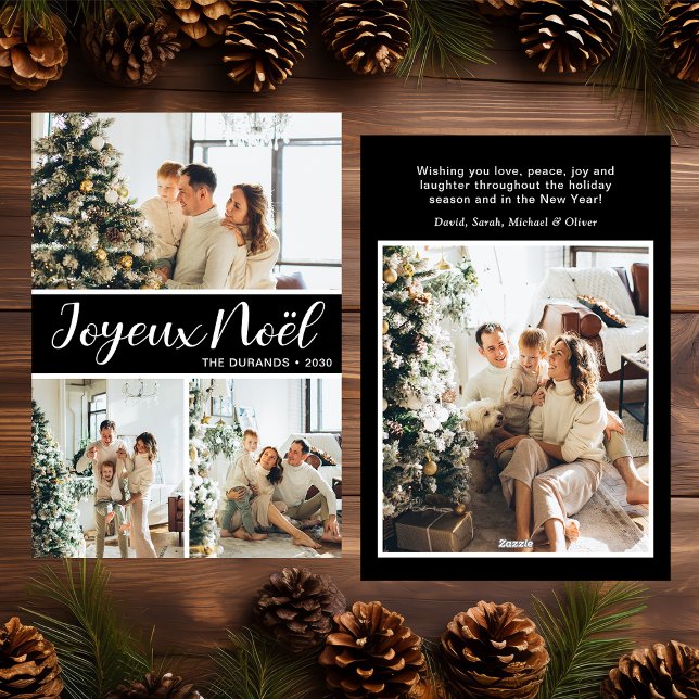Joyeux Noel 4 Photo Flat Holiday Card (Creator Uploaded)
