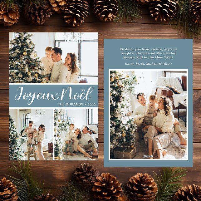 Joyeux Noel 4 Photo Flat Holiday Card (Creator Uploaded)