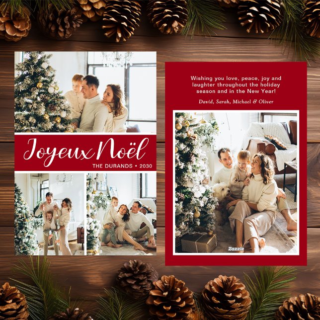 Joyeux Noel 4 Photo Flat Holiday Card (Creator Uploaded)