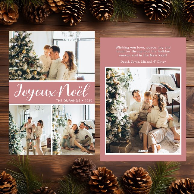 Joyeux Noel 4 Photo Flat Holiday Card (Creator Uploaded)