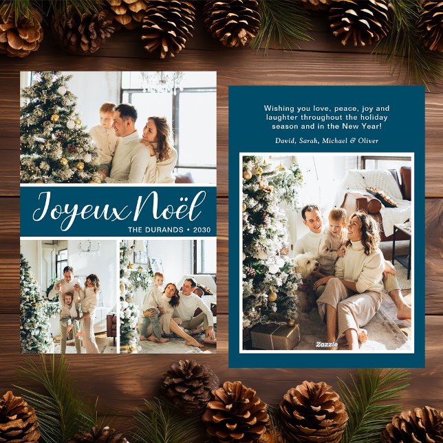 Joyeux Noel 4 Photo Flat Holiday Card (Creator Uploaded)