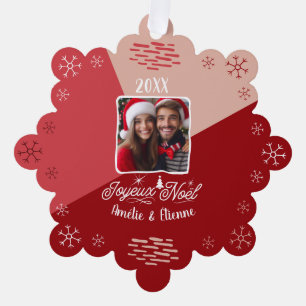 Joyeux Noël Avec Photo French Christmas Custom Pic Tree Decoration Card