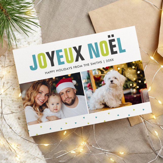"Joyeux Noel" Bold and Colourful Christmas Holiday Card (Creator Uploaded)