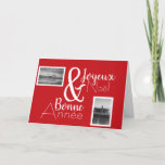 Joyeux Noël Bonne Année Meilleurs Voeux Photo Holiday Card<br><div class="desc">Cartes Pour Fêtes Annuelles Joyeux Noël Bonne Année Meilleurs Voeux rouge avec deux photos noir et blanc: Utilisez mes photos ou téléchargez les vôtres pour personnaliser cette carte de vœux. C'est la carte de voeux parfaite pour vos amis et votre famille. Merry Christmas Happy New Year Holiday Cards Best Wishes...</div>