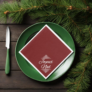 Joyeux Noel - burgundy  white Napkin