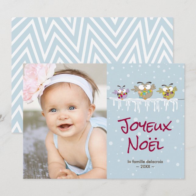 Joyeux Noël carte de photo de vacances Holiday Card (Front/Back)